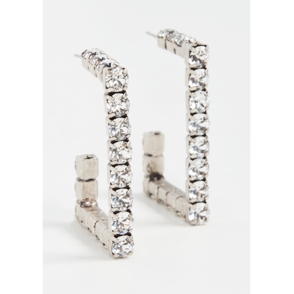 DANNIJO Archer Silverplated & Swarovski Crystal Hoop Earrings NWT - Picture 3 of 17
